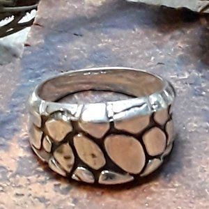 Sterling Modern Brutalist Design Wide Band Ring Size 9 Perfect Thumb Ring